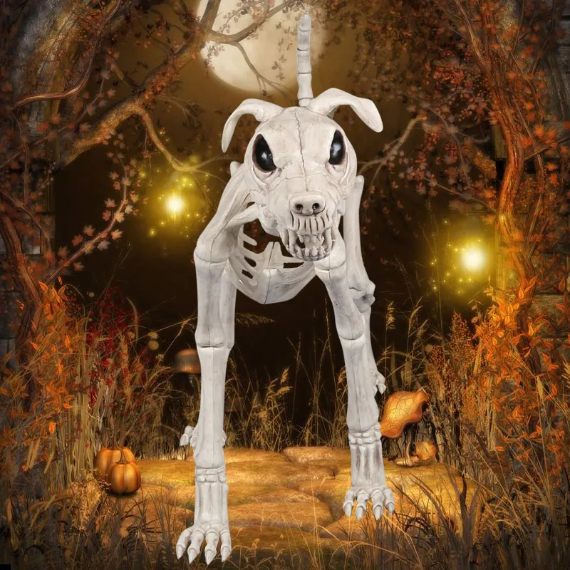 Skeleton Big Size Dog 100% Plastic Animal Skeleton Bones for Horror Halloween Decoration Gift Box free shipping