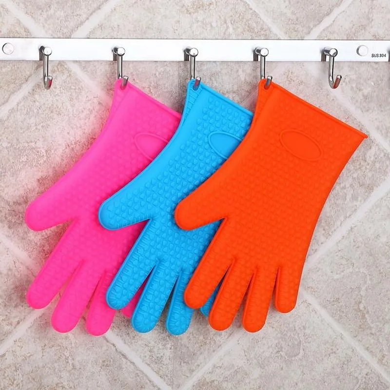 

Heat insulation oven gloves thicken silicone kitchen baking glove slip-resistant dot microwave oven glove