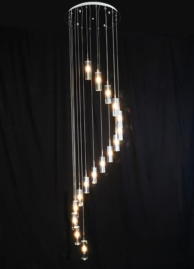 

Double Staircase Large Crystal Pendant Lamp Villa Luxury G4 LED Long Chandelier Bubble Column Crystal Living Room Spiral Lamp