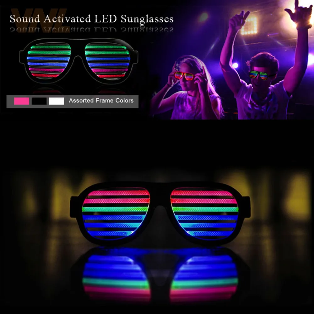 USB Sound Reactieve Oplaadbare LED Concert Sound control Bril Gloeiende Grappig Speelgoed Voor Vakantie Dance Party Night Club Bar