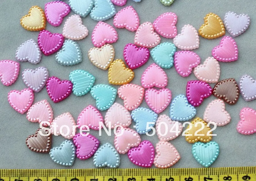 1000pcs Heart pearly pearlised cabochon Cabs mixed colors 15mm DIY supply for jewelry accessories