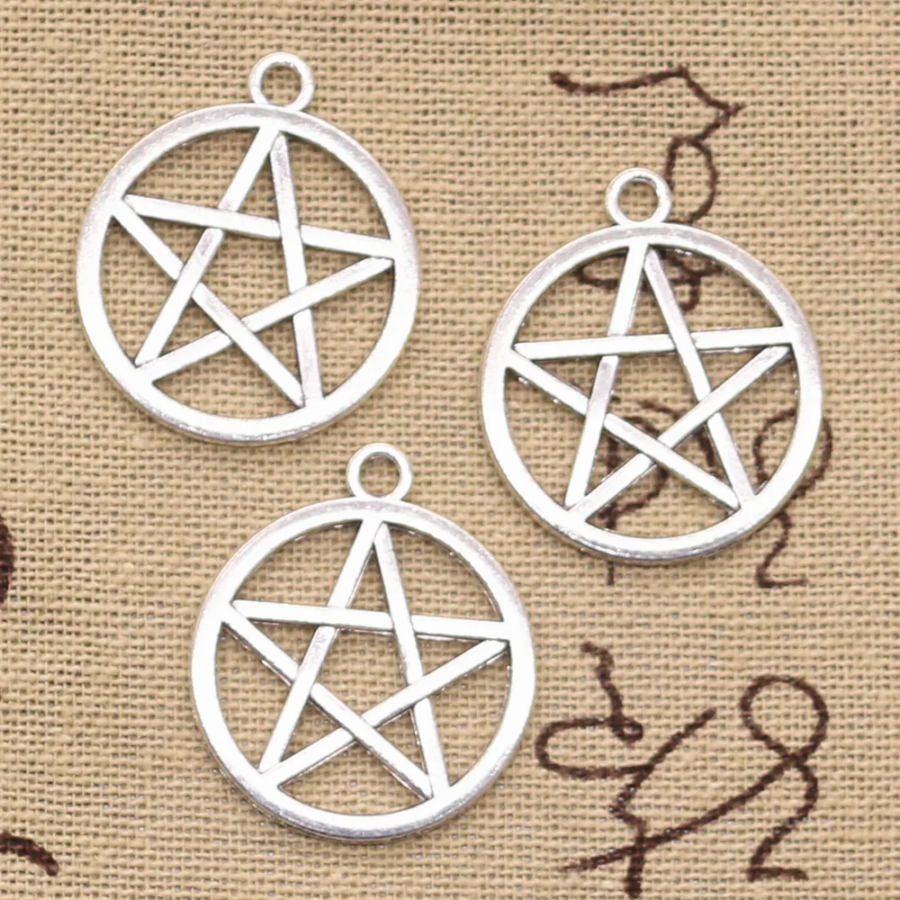 10pcs Charms Star Pentagram 24x24mm Antique Making Pendant fit,Vintage Tibetan Silver color,DIY Handmade Jewelry