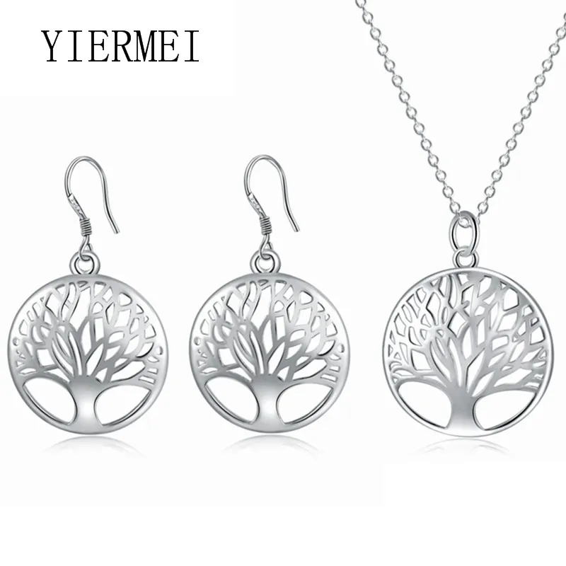 2023 Popular Tree of Life Round Pendant Necklace earrings set  Tree of Life Bijoux Collier Elegant Women\'s Jewelry Gift