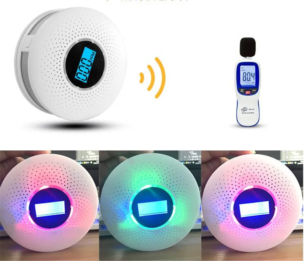 Dual Purpose  Smoke & CO Detector Fire Protection Carbon Monoxide Detector Sound and Shine Light  Alarm Sensors