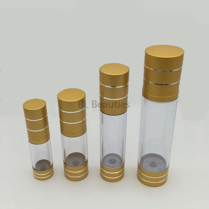 300pcs/lot 15ml 30ml 50ml 100ml Clear Airless Bottle AS Vacuum Pump Bottles Gold Lotion Bottles Used For Cosmetic Containers