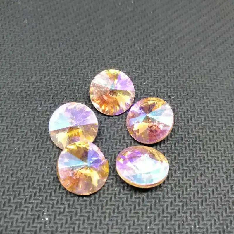 Water red AB Satellite Round Crystal Glass Sewing Rhinestones Pointback DIY Wedding Dress and Bag 8mm 10mm 12mm 14mm