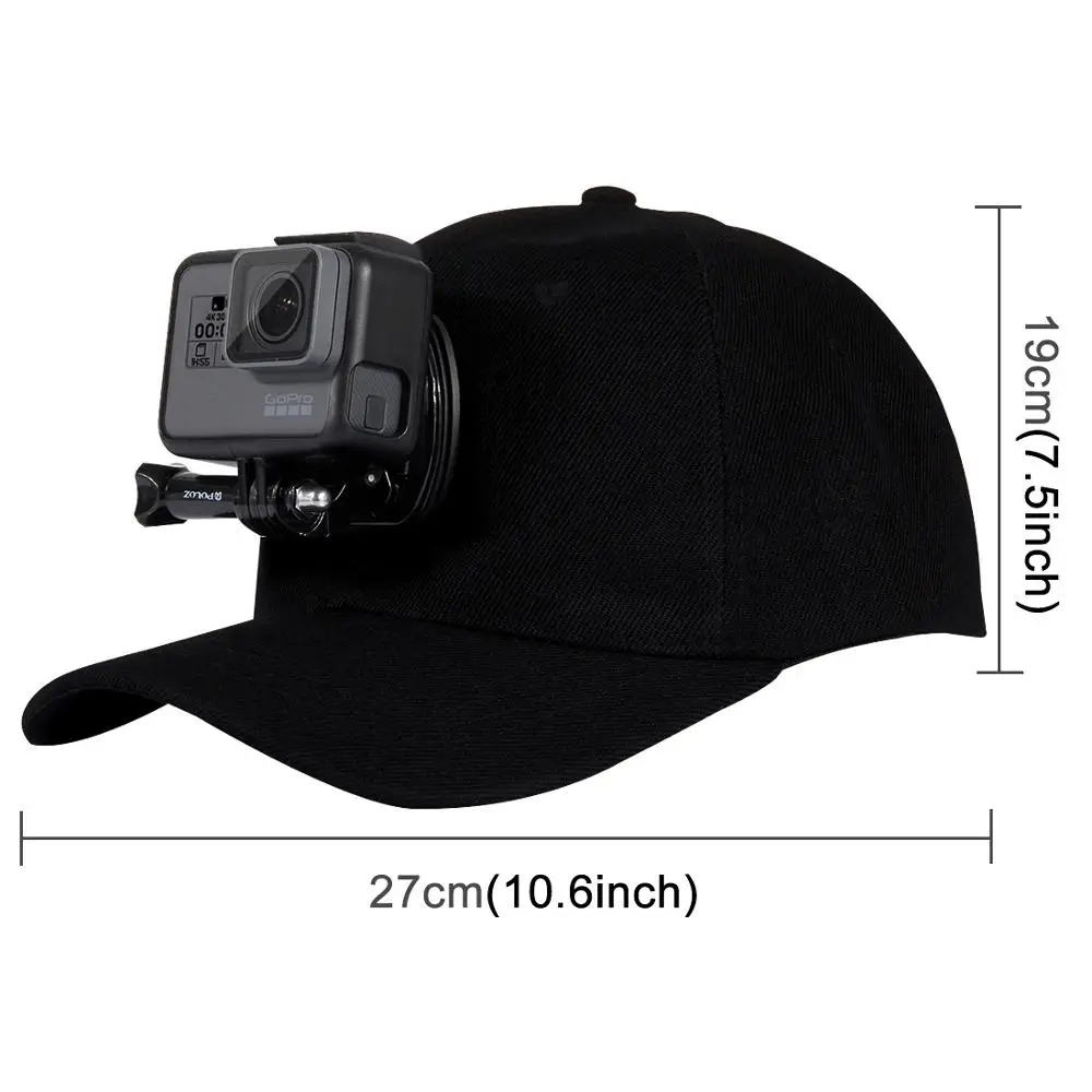 PULUZ for Go Pro Accessories Canvas Baseball Hat Cap W/ J-Hook Buckle Mount Screw for DJI Osmo Action/GoPro NEW HERO/6/5 Session