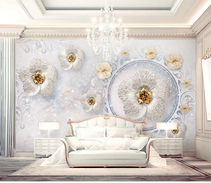 Custom Photo Wallpaper Large Wall Painting Background Wallpaper European Retro Simple flower 3D Wallpaper Mural Decor Photo