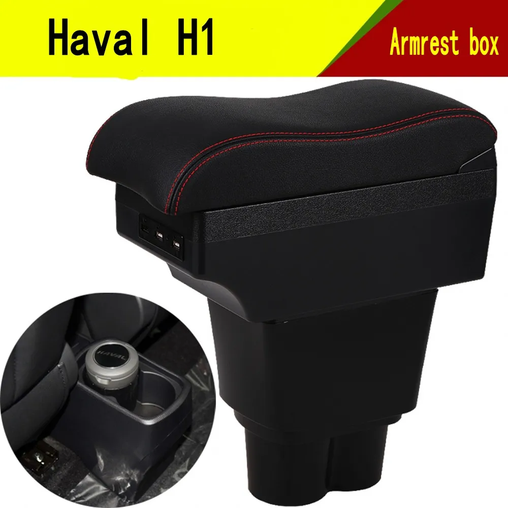 

For Haval H1 Armrest Box Center console central Store content Storage box with cup holder phone holder USB interface