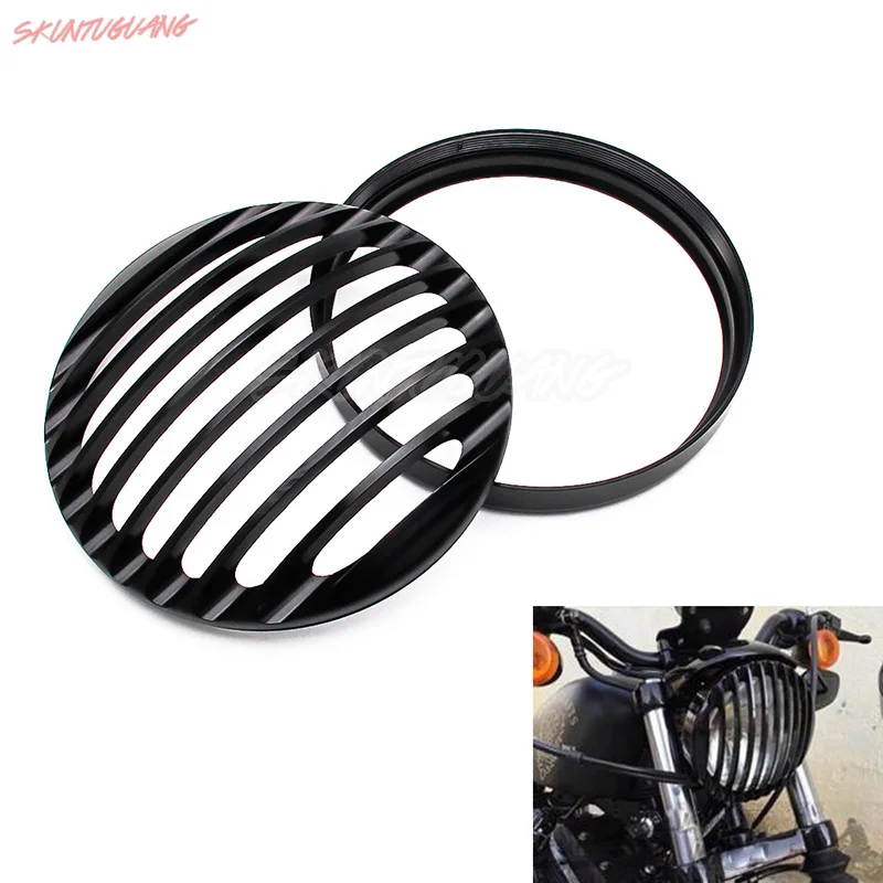 

Motorcycle 5.75 Inch CNC Headlight Grill Cover 5-3/4" Headlamp Mask Cover Mounting For Sportster XL 883 1200 2004-2014