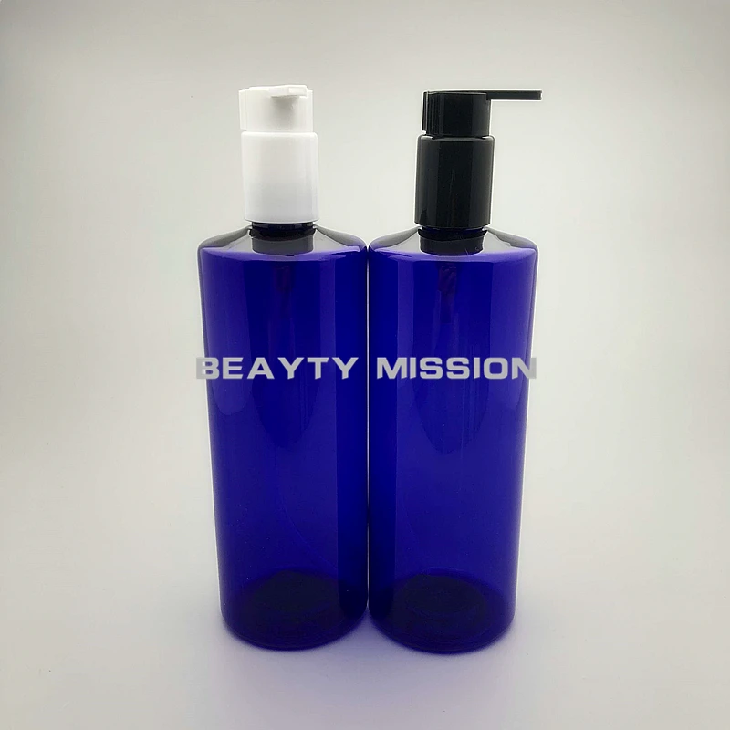 BEAUTY MISSION Blue 12Pcs/Lot 500ml Cosmetic Lotion/Emulsion Packing Bottle, Empty DIY 500cc Plastic Shampoo Dispenser