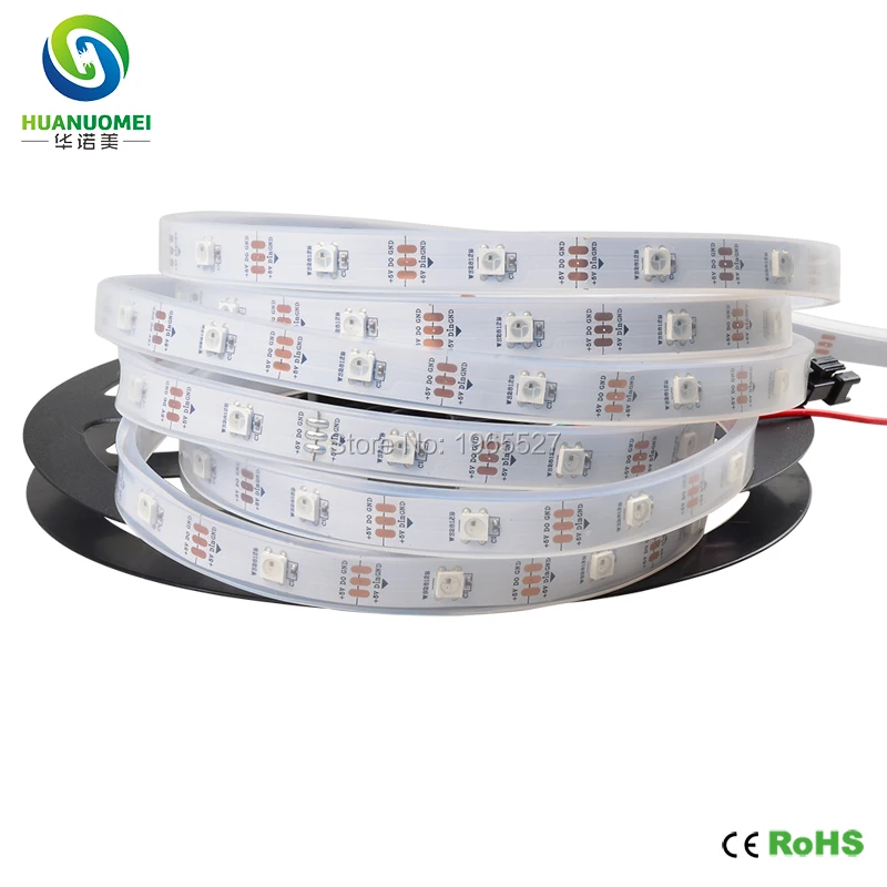 5M 30LEDs/m WS2812B Pixel Waterproof LED Strip Light WS2812 5050 SMD RGB WS2811 Digital Dream Color TV Tape Lamp White PCB IP67