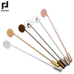 BASEHOME10pcs 10mm Blank Base Brooch Settings Cabochon Bases for Cabochon Cameo DIY Brooch Finding(65mm/93mm length)