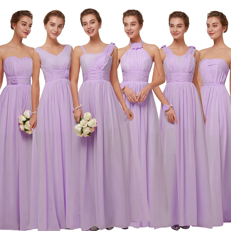 Beauty-Emily Chiffon Pink Bridesmaid Dresses 2020 Long for Women A-line Wedding Party Girl Dress Vestido De Festa Plus Size