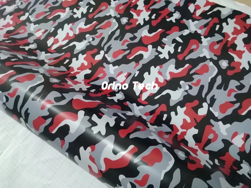 Black Red Vinyl Film Camouflage PVC Adhesive Car Wrap Foil DIY Styling Car Sticker Motorbike Scooter Vehicle Body Decal Wrapping