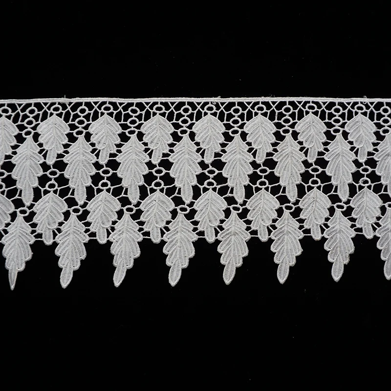 1yard 19cm White LEAF Lace Trims Tape Costume Trimmings Ribbon for Home Textiles Polyester Fabric