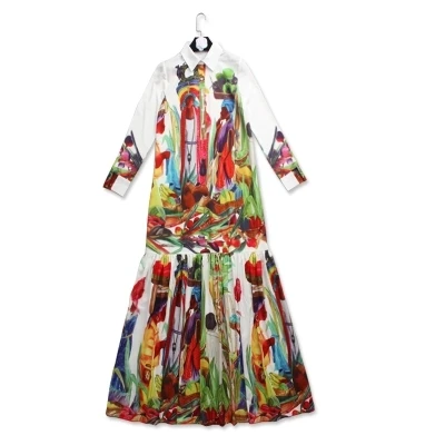 S-4Xl High Quality  New Fashion Bohemian Style Printing Loose Version Of Long-Sleeved Dress Free Shipping