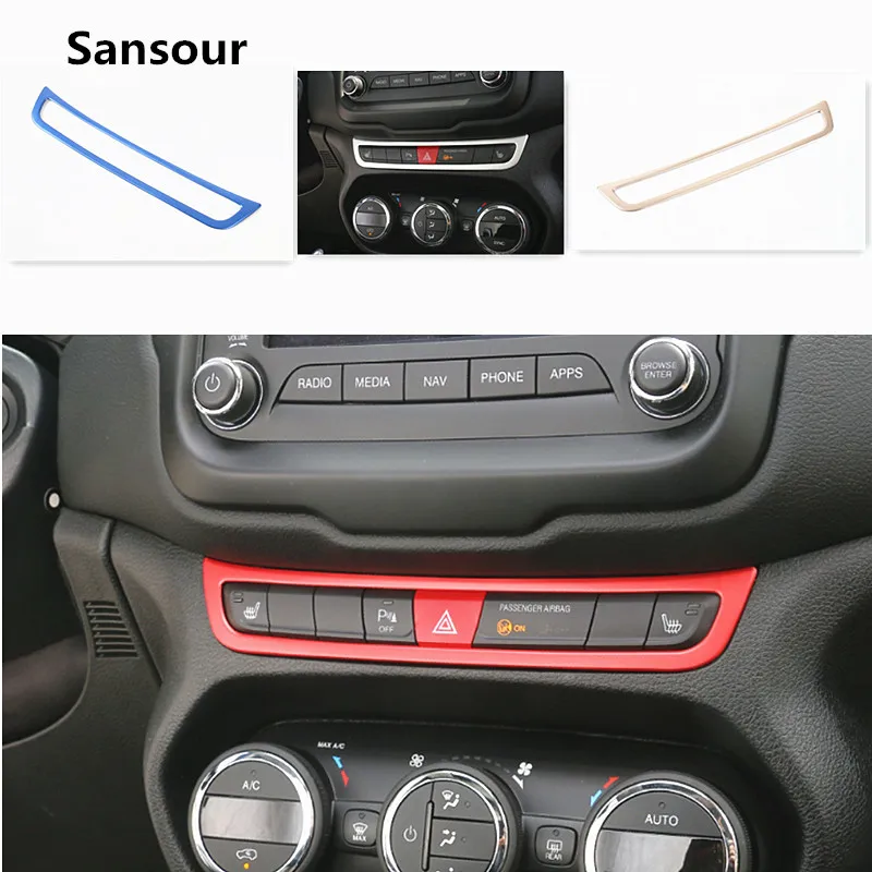 

Аварийный выключатель света, кнопка рамки, накладка лампы, внутренняя стильная алюминий для Jeep Renegade 2015-2018