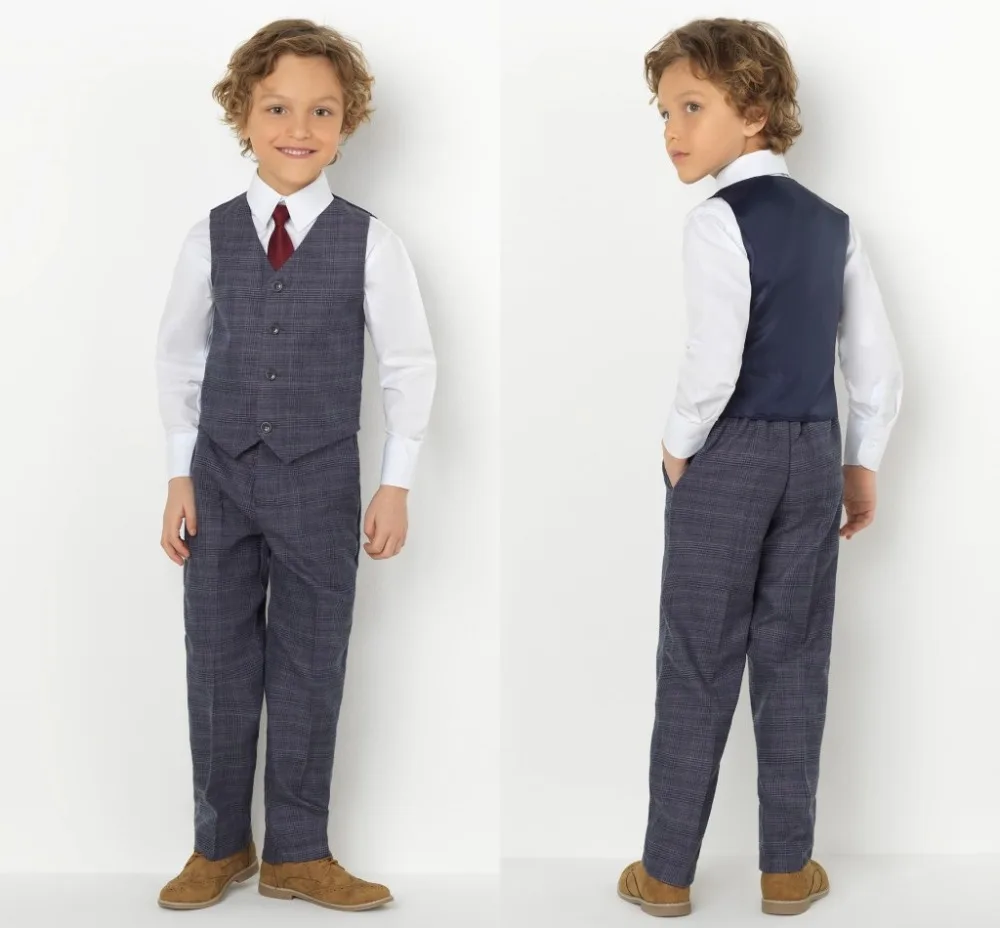 2019 New Arrival Boys' Attire Peaked Lapel Kids Suits Custom Made Clothing Set 2 Pieces Prom Suits (Pants+Tie+Vest) 019