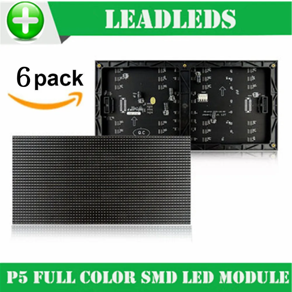 (6 pieces/lot) P5 Indoor Full Color LED Module 1/16 Scan 3in1 RGB 320*160mm 64*32pixels LED Display