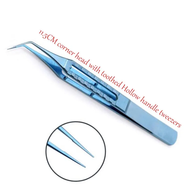 microsurgical instruments Hair transplant 11.5CM corner head with toothed Hollow handle tweezers Titanium alloy high quality