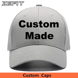 Zefit Low MOQ Customized Baseball Caps Snap Strap Back Closure Women Size Cotton Adjustable Curved Brim Bill Custom Trucker Hat