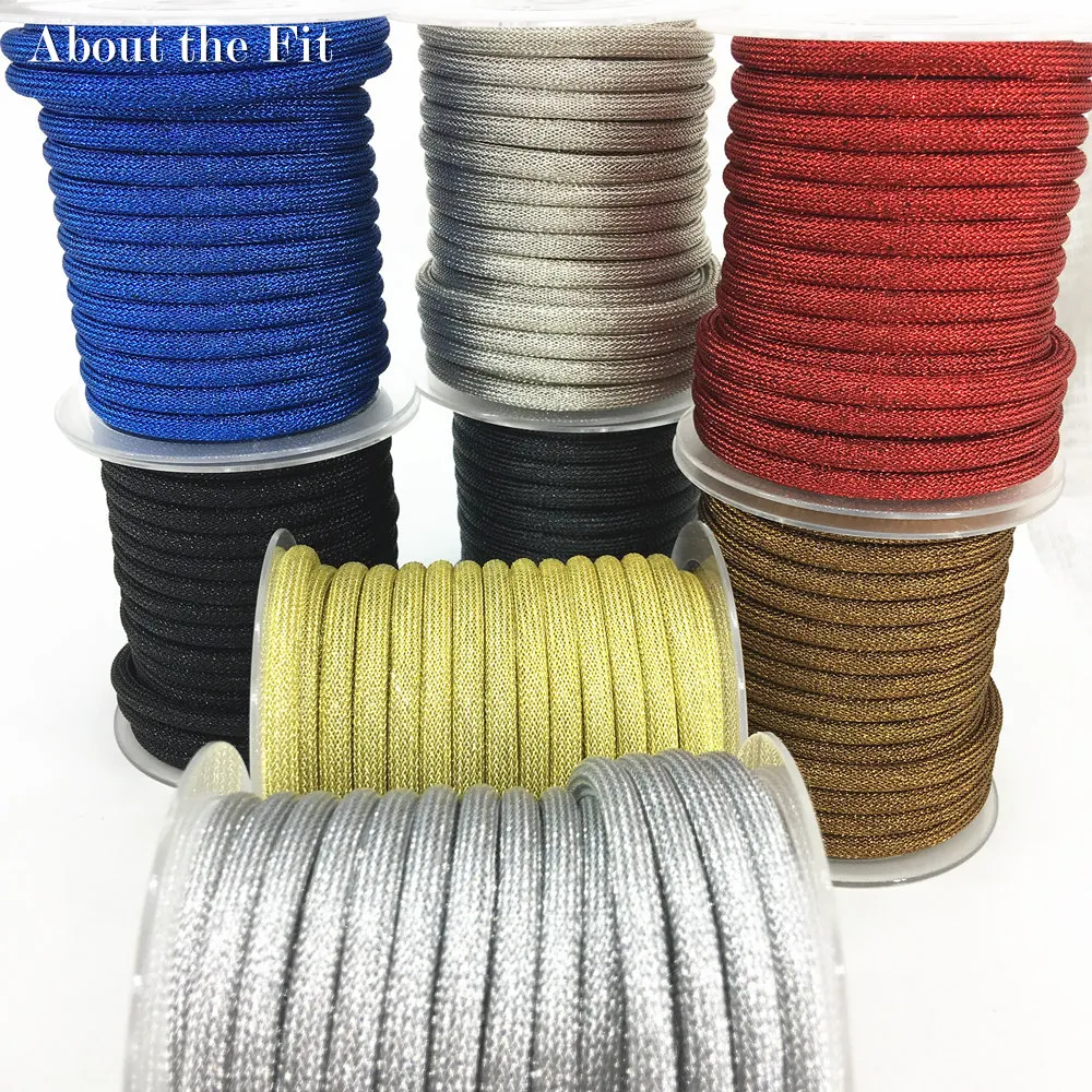 About the Fit 6mm Braided Metallic Thread Round Plastic Tube Cords Metal Wire Mesh Bands Woven Rope Craft Collar Making