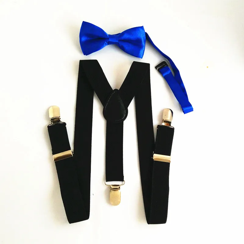 LB001-S Baby Accessoires Voor Baby Broek Zwart Jarretel Met Solid Bowtie Sets Elastische Verstelbare Kids Bretels Bowtie