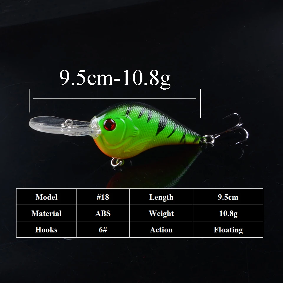 1pcs Crank Richiamo di Pesca Artificiale Dura Esche 9.5cm/10.8g Crankbait Jerkbait Pesca Wobbler Affrontare Buona Treble ganci Tackle