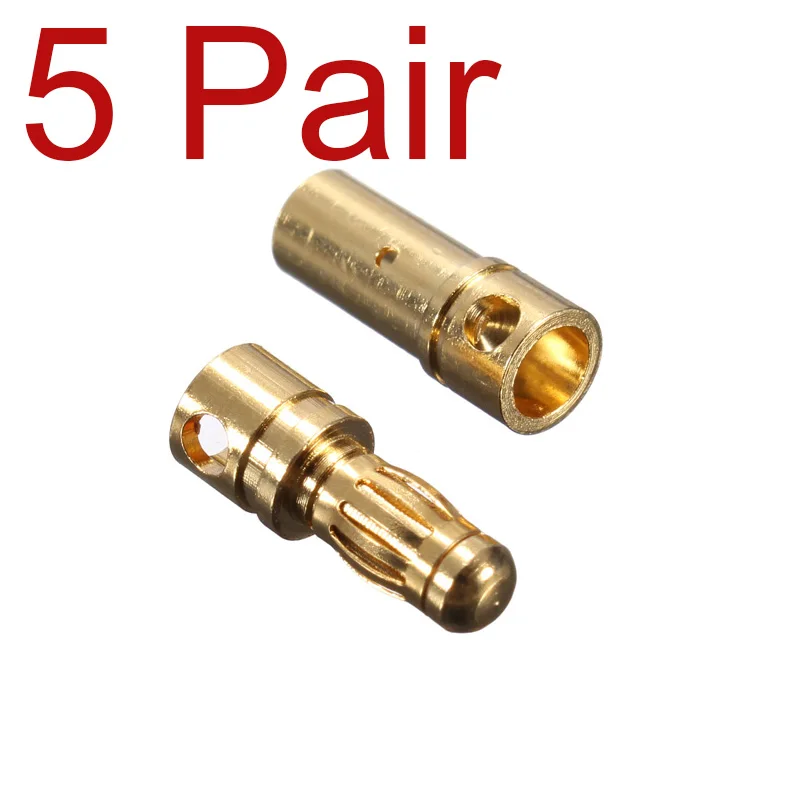 

5 Pairs 3.5mm Gold-plated Bullet Banana Plug Connector For Battery Motor ESC new