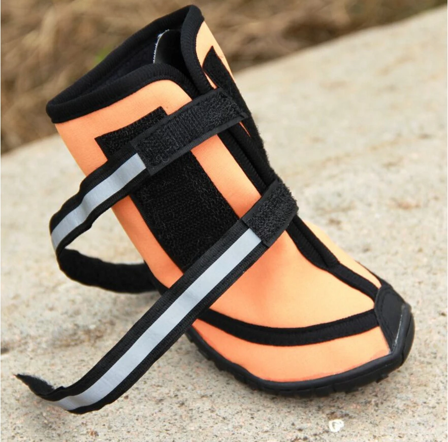 Four season Waterproof XXL Pet Shoes for small to large Dog Oxford Bottom Reflective bandages Pet rain boots large dog shoes