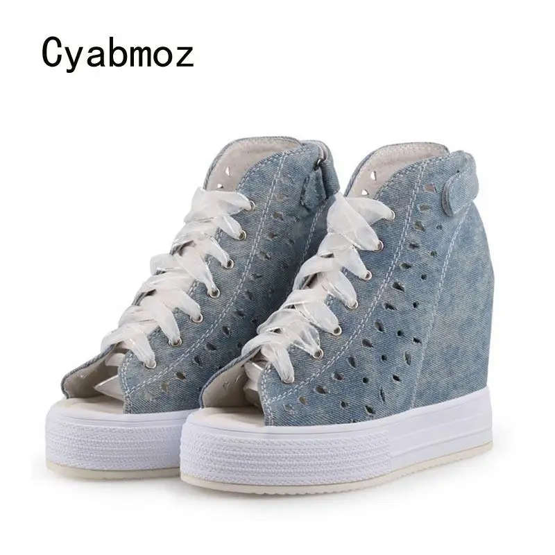 

Cyabmoz Summer Platform High heels Wedge Shoes Woman Hollow Height increasing Party Women Shoes Zapatos Mujer Tenis feminino