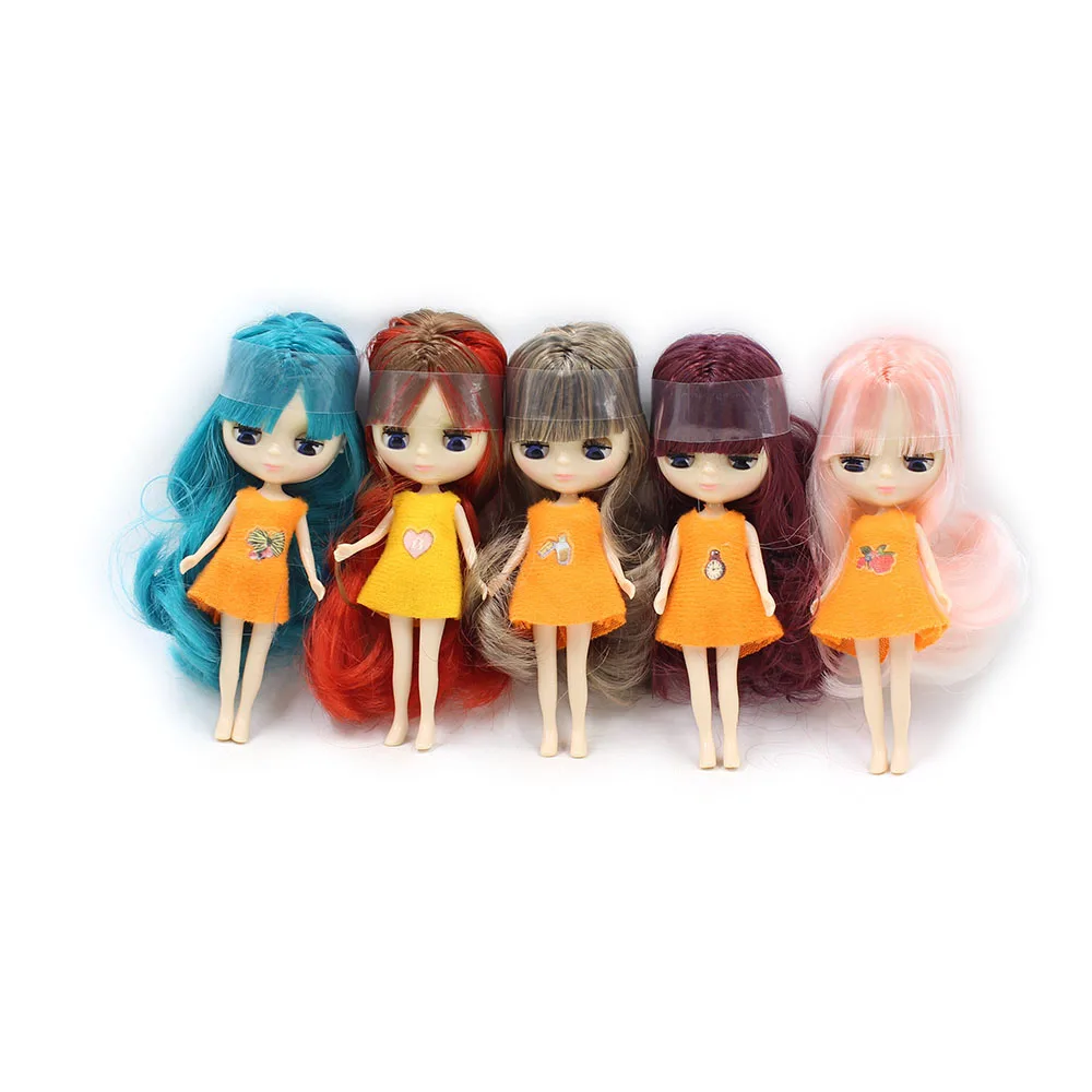 DBS Mini blyth doll colourful bangs hairs nude factory doll Suitable for diy change makeup 11cm fashion girl toys