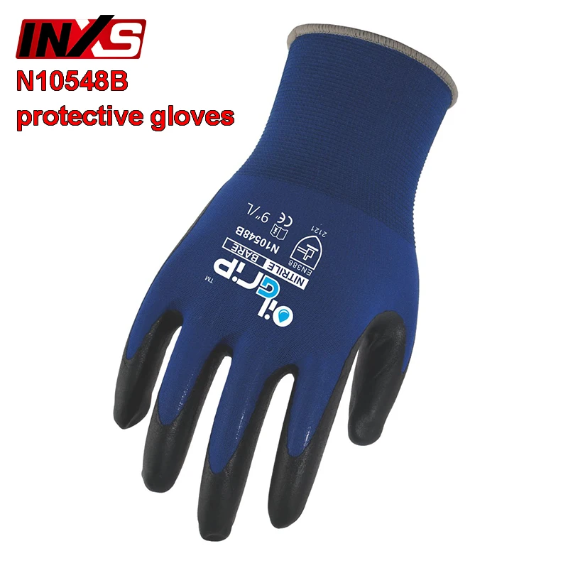 

INXSN10548B Mechanical gloves Nylon lining Palm marking Comfortable protective gloves Oil resistant Wear resistant safety gloves