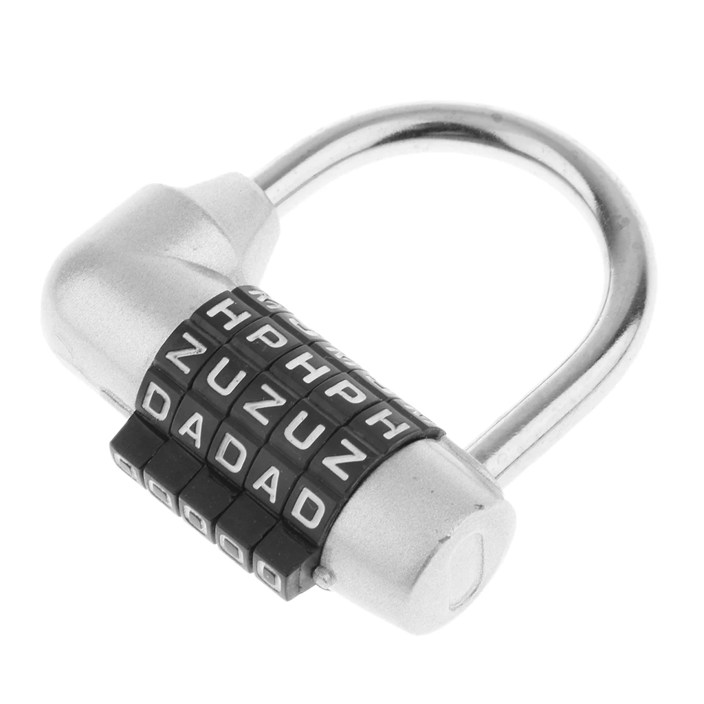 Zinc Alloy 5 Dial Letters Combination Padlock Code Password Lock for Travel