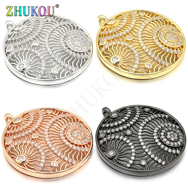 

2Pcs/lot,29x33mm Gold-plated Brass Charms Micro Pave Cubic Zirconia Big Size Pendants Mixed Color Hole: 1.5mm Model: VD262