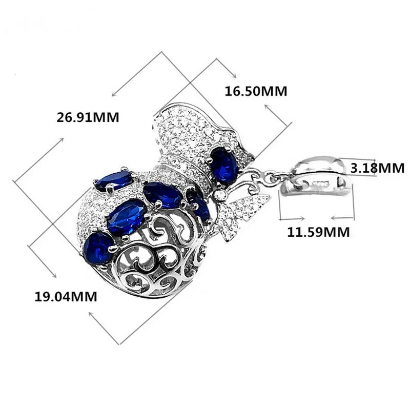 Solid 925 Silver Treasure Bag Locket with Shinny Stone, Can Open to Put Max 12 mm Bead, DIY Fukubukuro Pendant Fitting Charm