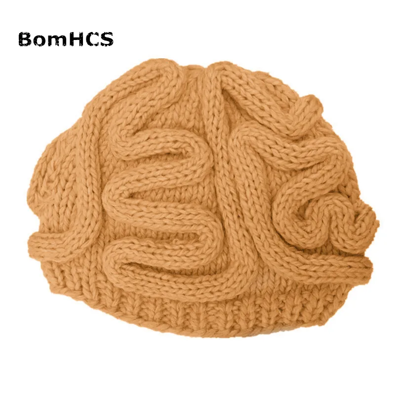 BomHCS New Gift Novetly Terror Big Brain Hat 100% Handmade Knitted Warm Winter Brains Beanie Halloween Party Presents