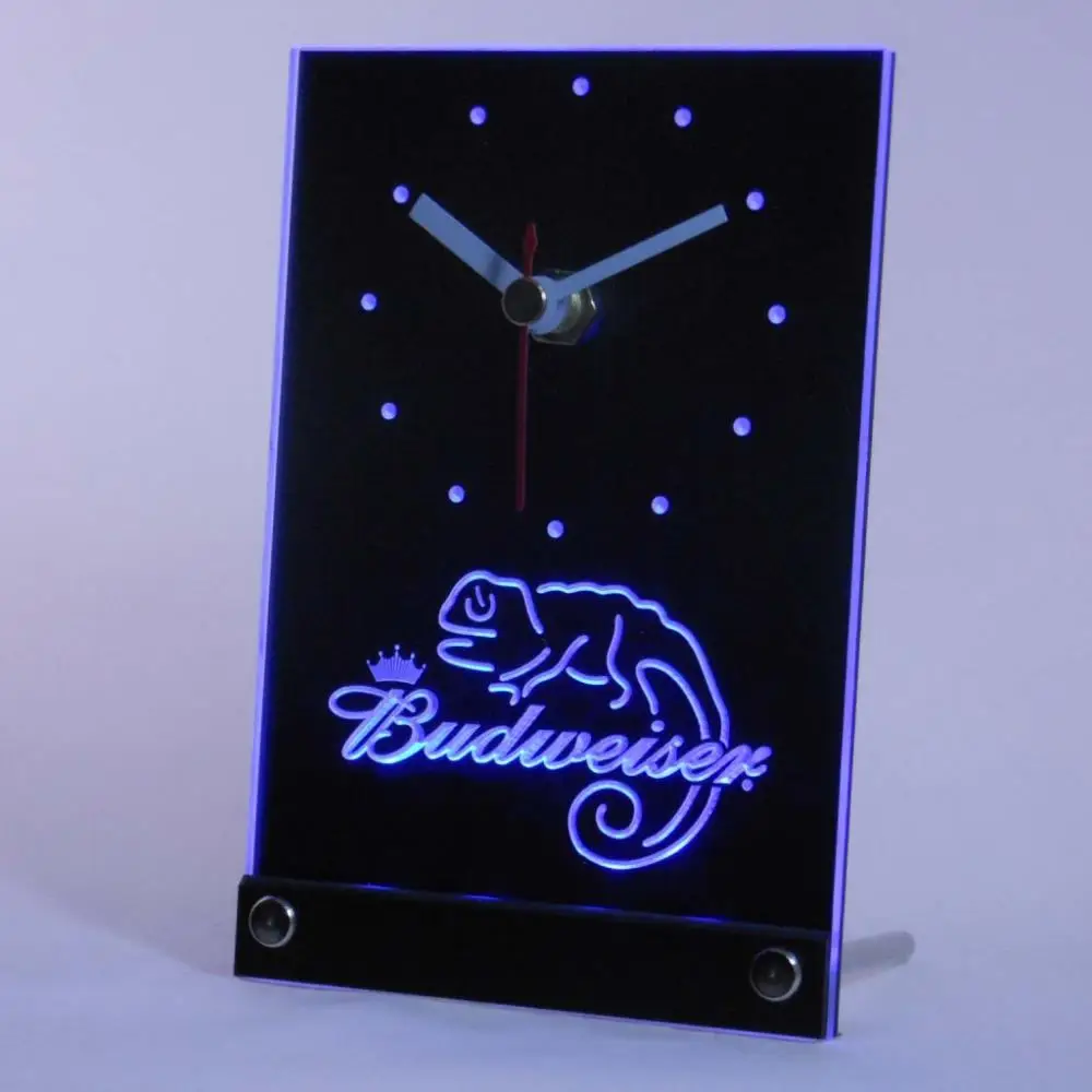 tnc0480 Budweiser lizard Beer Bar Table Desk 3D LED Clock