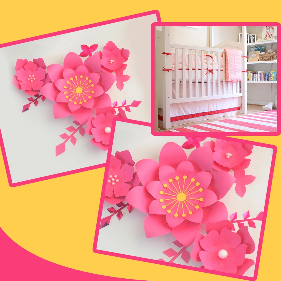 

Handmade Rose Easy Made DIY Paper Flowers Rose Leaves Set For Nursery Wall Deco Baby Shower Girls Room Backdrop Video Tutorials