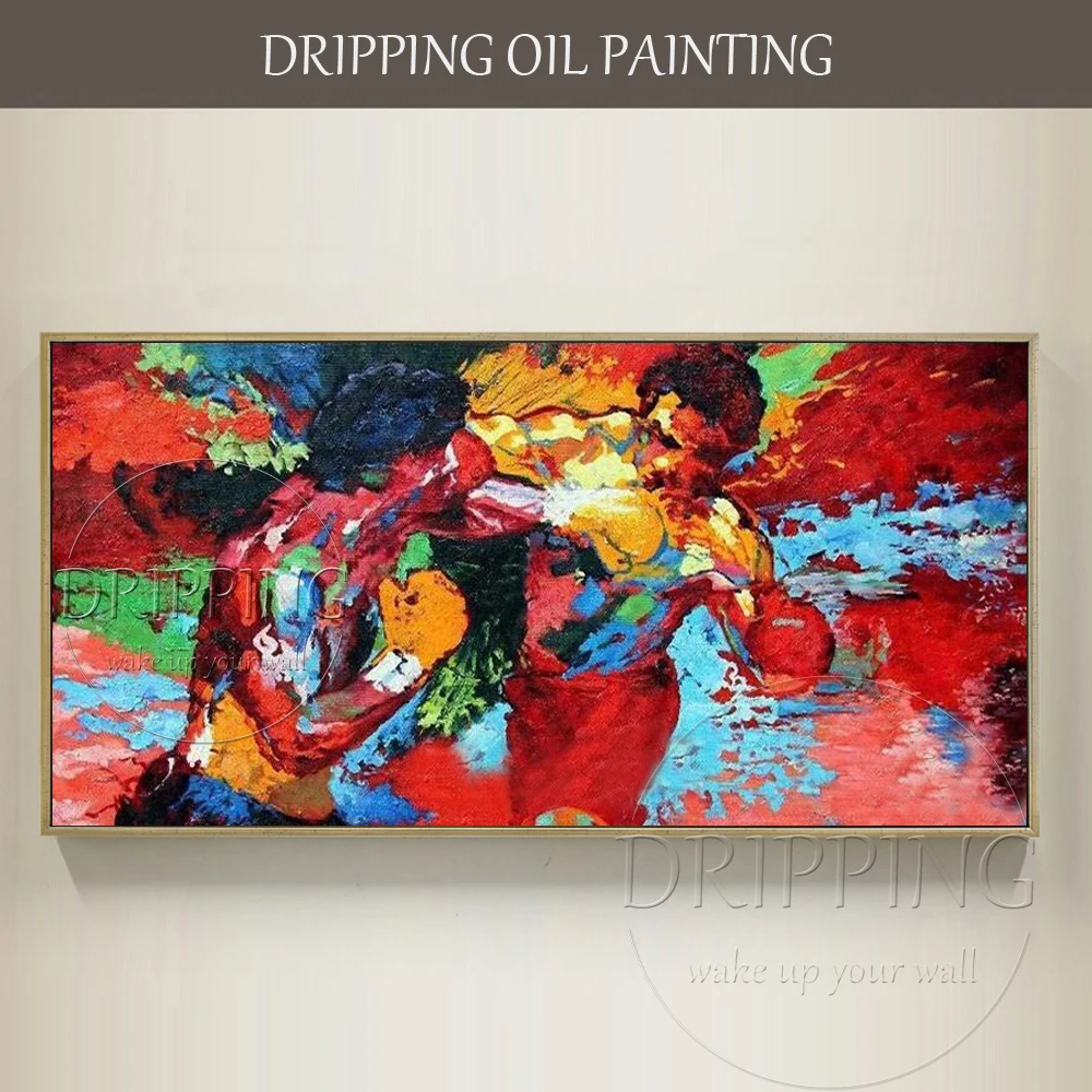 New Arrival Hand-painted Match Boxing Figures Oil Painting on Canvas Abstract Boxer Muhammad Ali Oil Painting for Wall Decor