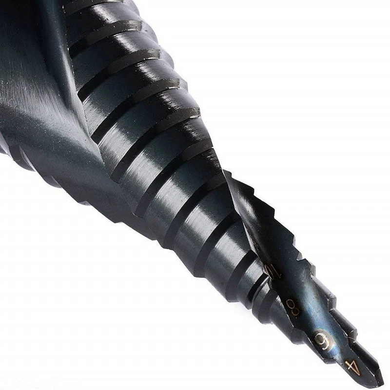 4-32mm Nitride Coated Step Drill Triangle Shank Drill Bit Spiral Groove Step Core Drill Metal Hole Drill Tools