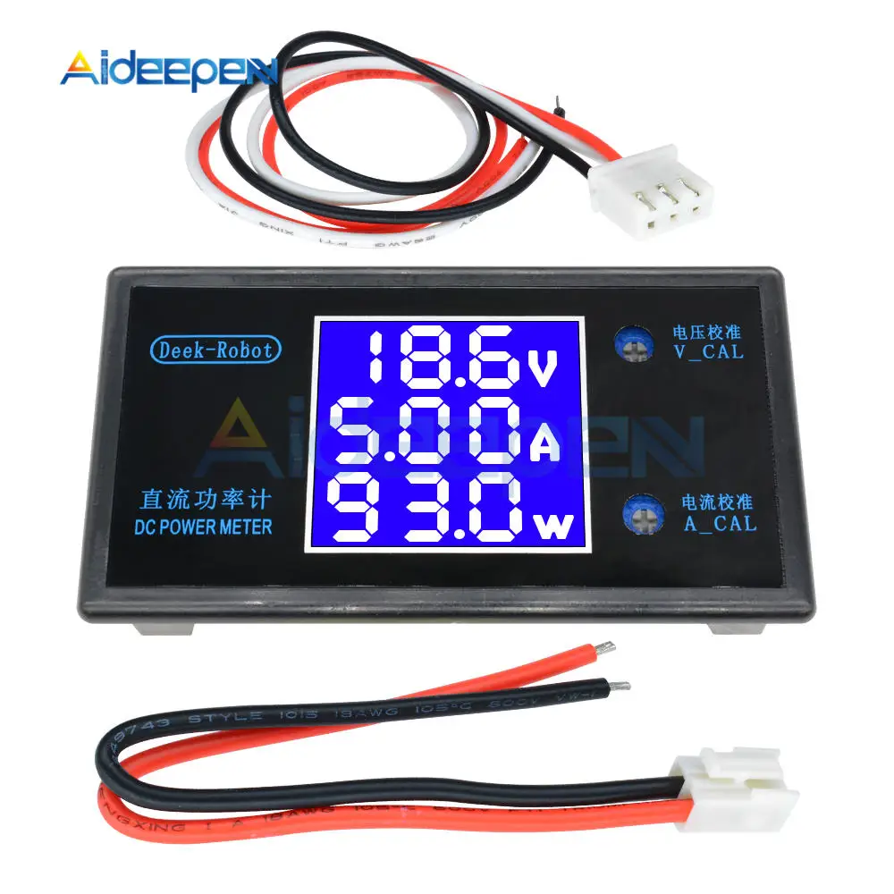 DC 0-100V 0-50V 5A 10A LCD Digital Voltmeter Ammeter Wattmeter Voltage Current Power Meter Volt Detector Tester 250W 1000W