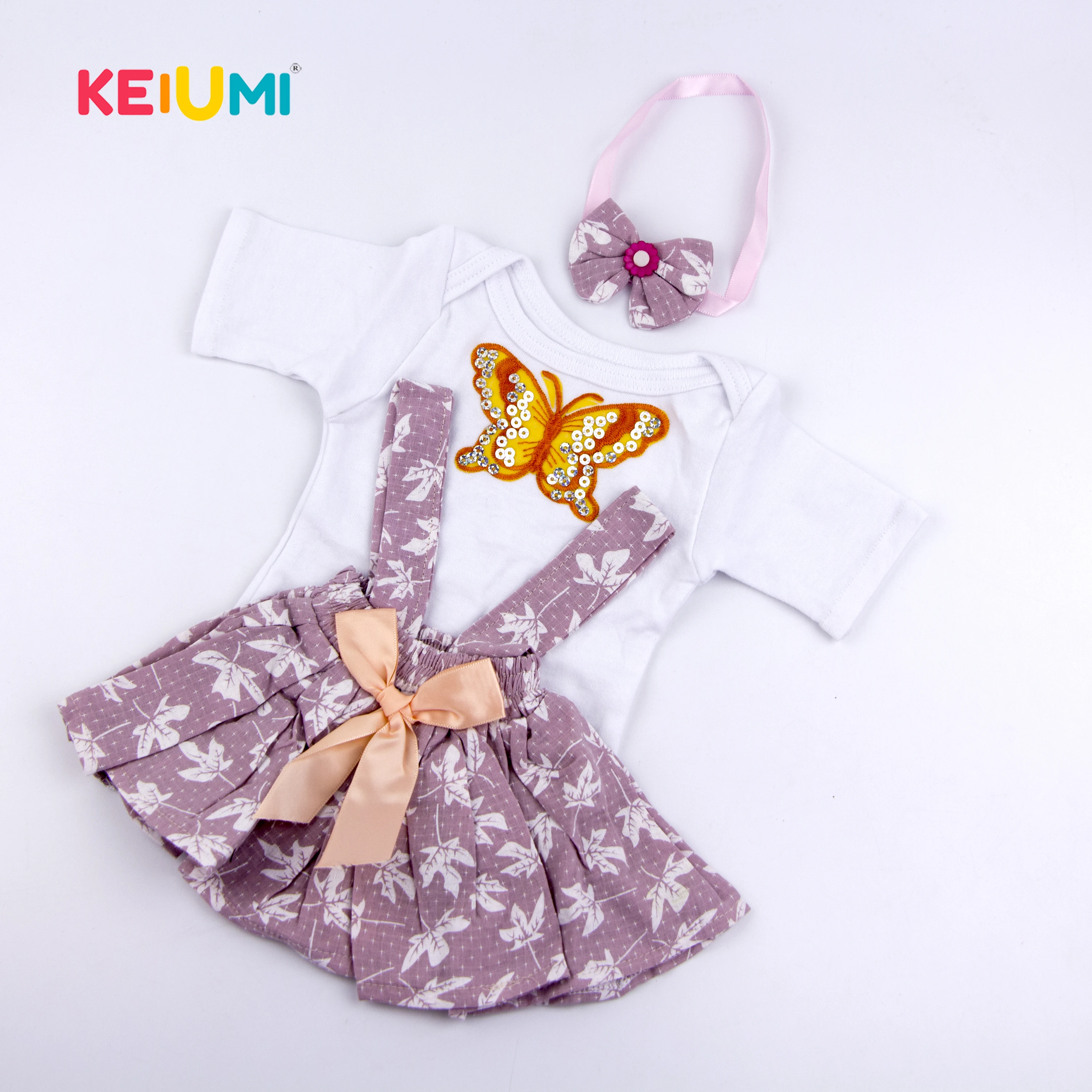 KEIUMI Lovely Baby Girl Doll Dress Suit For 19 inch Reborn Baby Doll With Pretty Flower For Kids Doll Collection