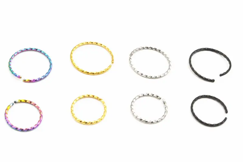 100pcs/lot  Surgical Steel seamless Open Hoop Nose/Lip/Eyebrow Tragus Cartilage  Ring Earring Twist Body Piercing 20G