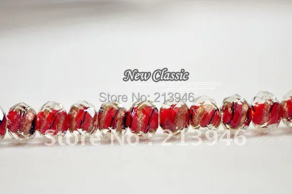 

12*9MM 80Pcs/Lot Red Wire Drawing Rondelle Crystal Coloured Glaze Glass Beads Accessory Findings