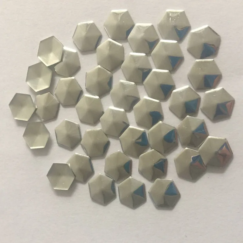 500pc 10mm Silver Hexagonal/Football Shape Hot Fix Studs Flat Back Iron on Rhinestuds Heat Transfer DIY For Garments Accessories