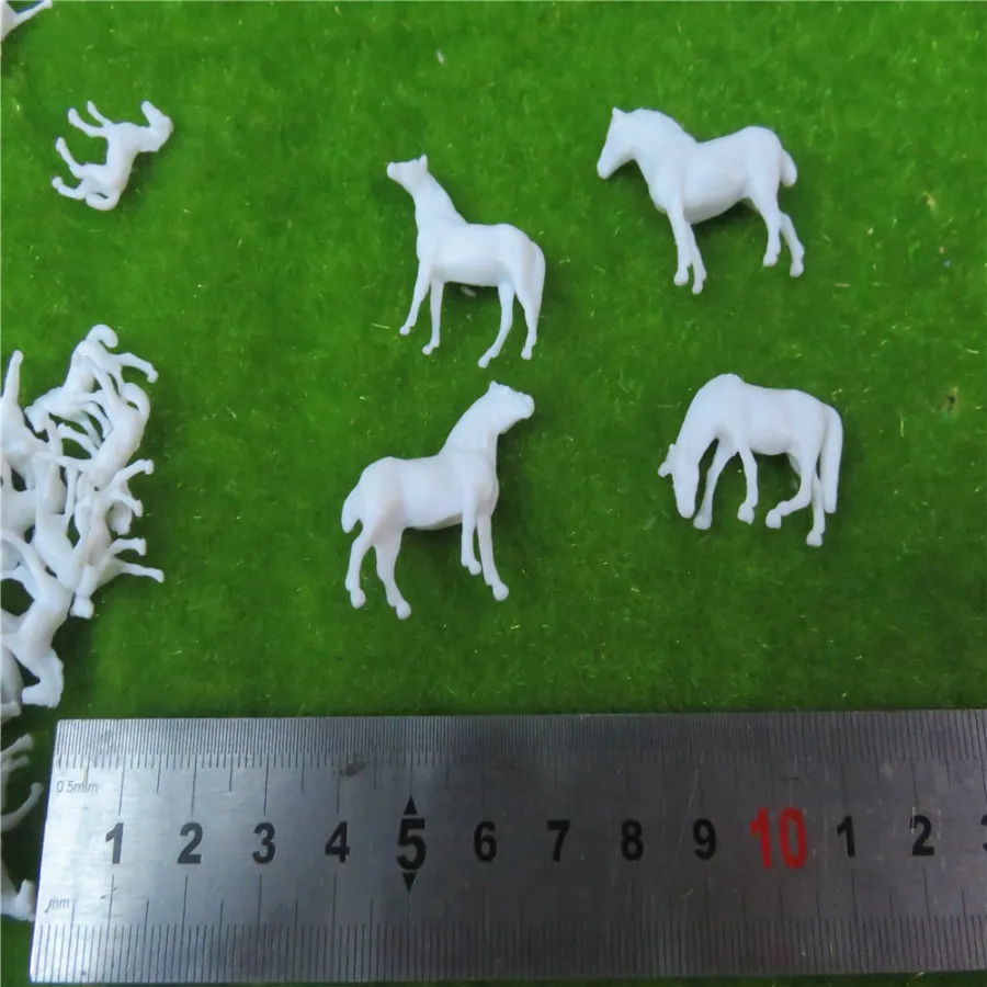 50pcs/Lot Scale Model Train Building Layout UnPainted White Animal Figures 1/150 1/87 Ho Scale Farm Horse New