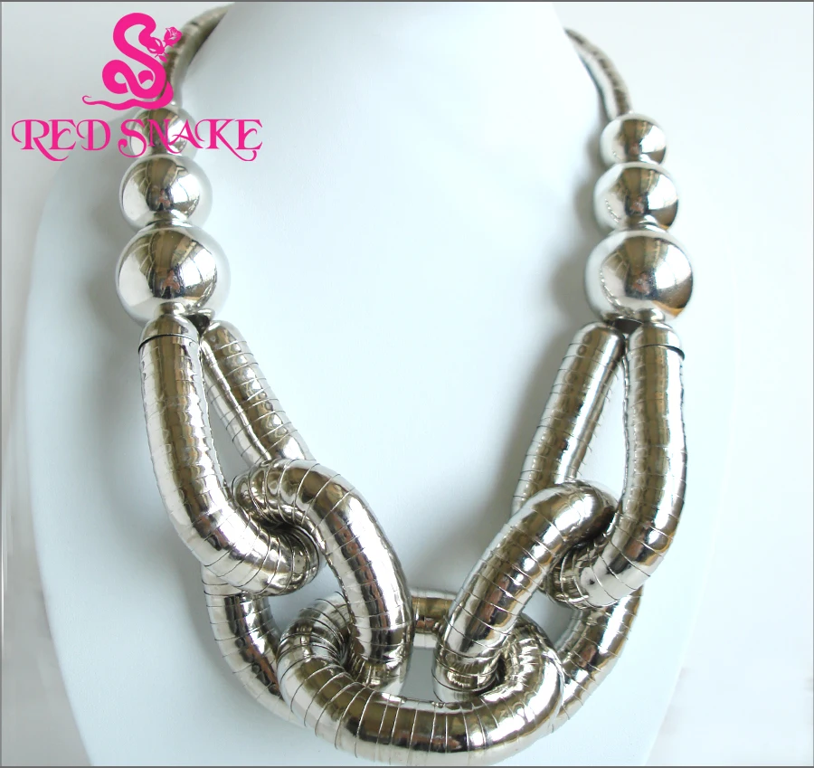 

RED SNAKE High Quality Stainless Steel Bendable Titanium Silver-plated Combination design " Snake " Necklaces