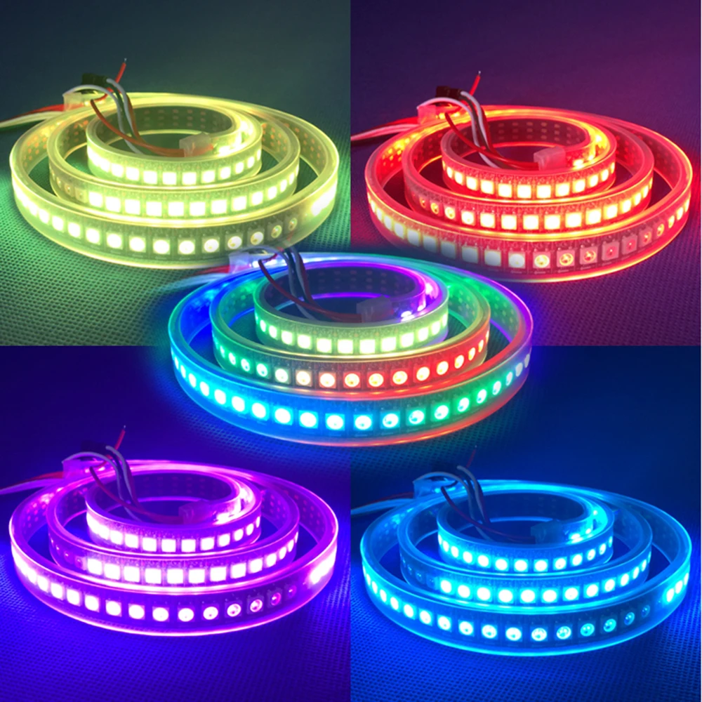 5 M 1 M 2 M RGB LED Strip Lampu 5V 5050 WS2812B Addressable 30LED/ 60LED/144LED WS2812 IC Smart LED Pixel Strip Tahan Air